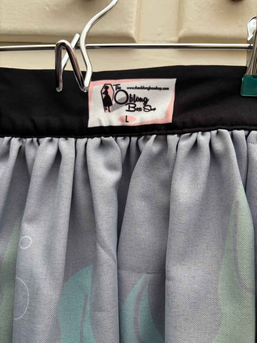 The Oblong Box Shop: Whimsical Puffer Fish Print Skirt in Black & Green - Picture 8 of 10